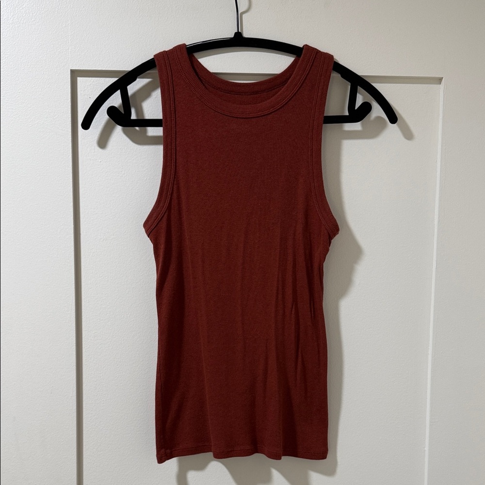 Ribbed high neck tank top
